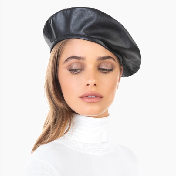 eric javits leather beret